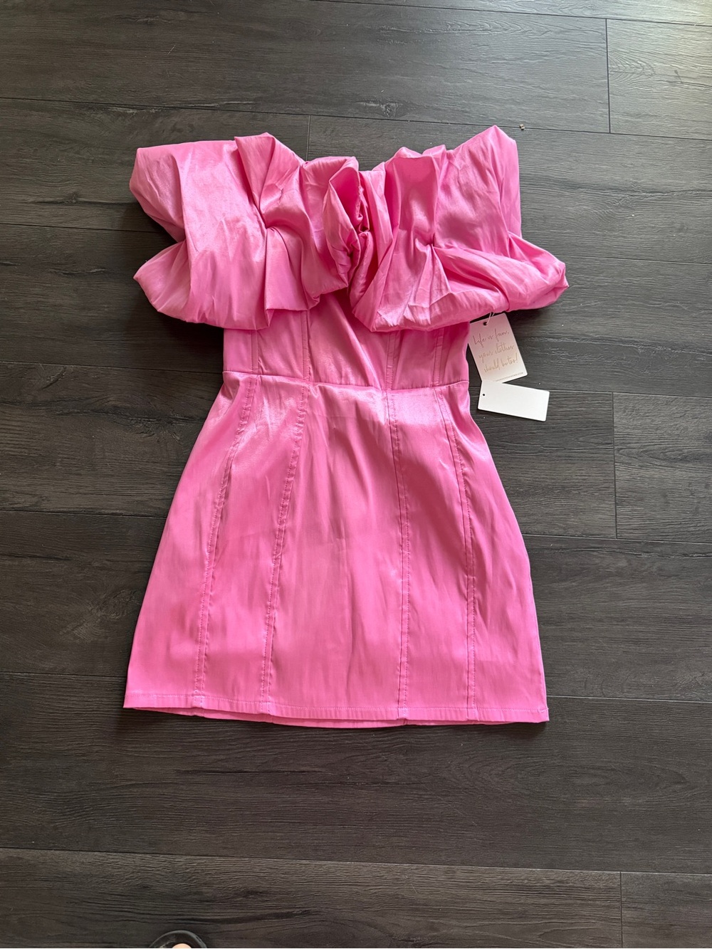 Show me your Mumu Pink Ruffle Off-Shoulder Mini Dress size Medium